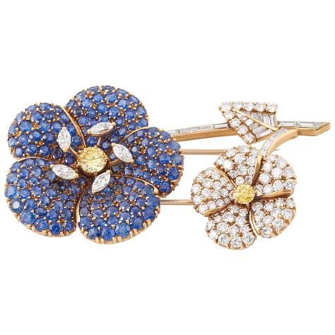 cartier flower pin tanzanite